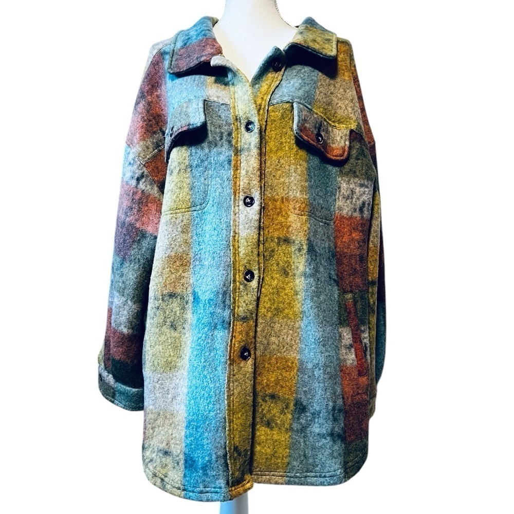 BIBI WOMEN’S RUSTIC PLAID SHACKET SIZE XL FRONT POCKETS